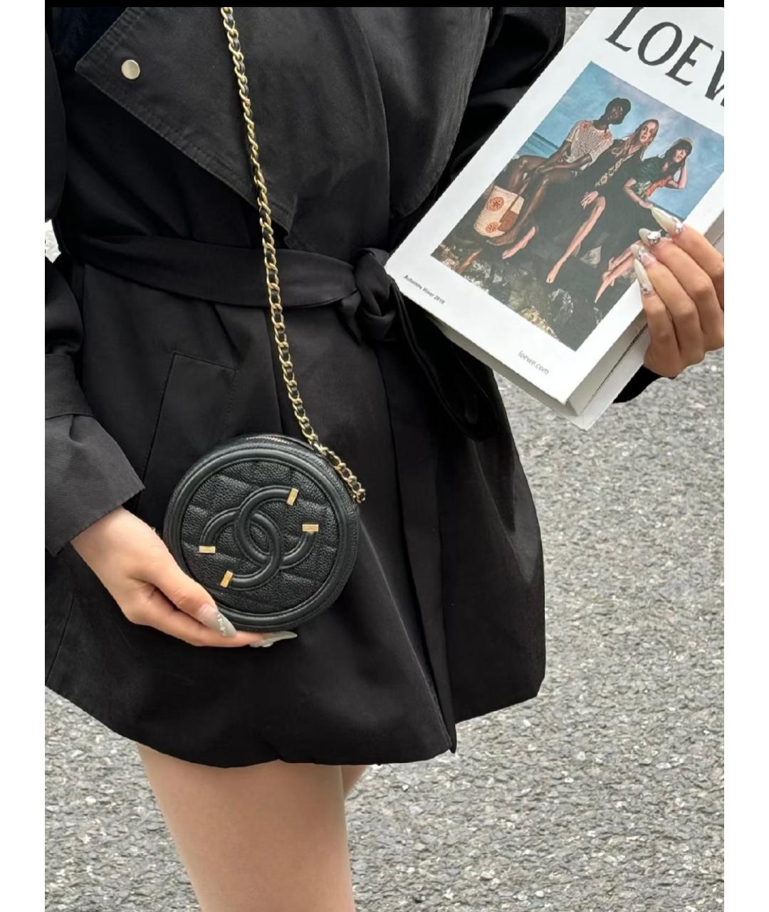 CHANEL Черная кожаная сумка через плечо, фото 8