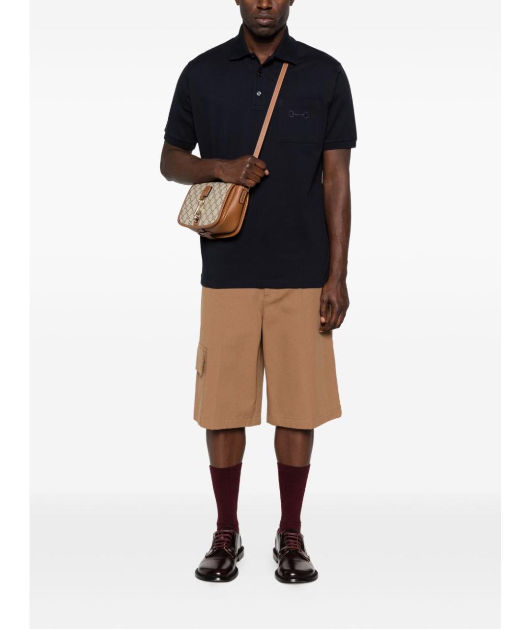 GUCCI Синее хлопковое поло с коротким рукавом, фото 2