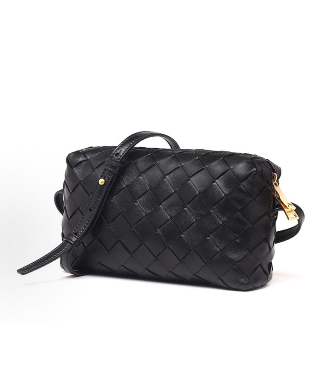 BOTTEGA VENETA Черная кожаная сумка через плечо, фото 2