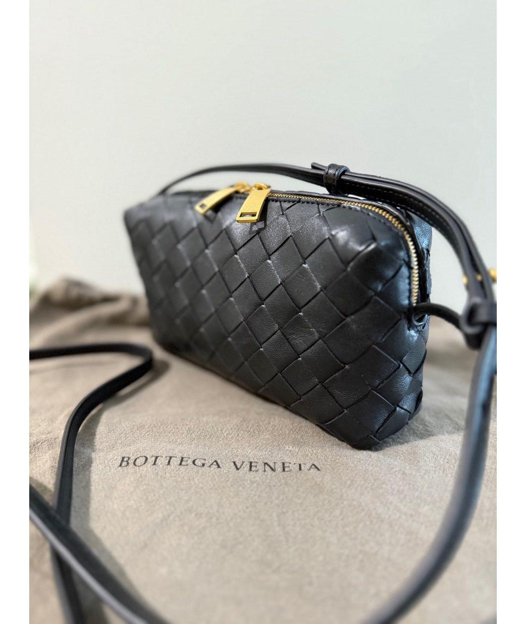 BOTTEGA VENETA Черная кожаная сумка через плечо, фото 6