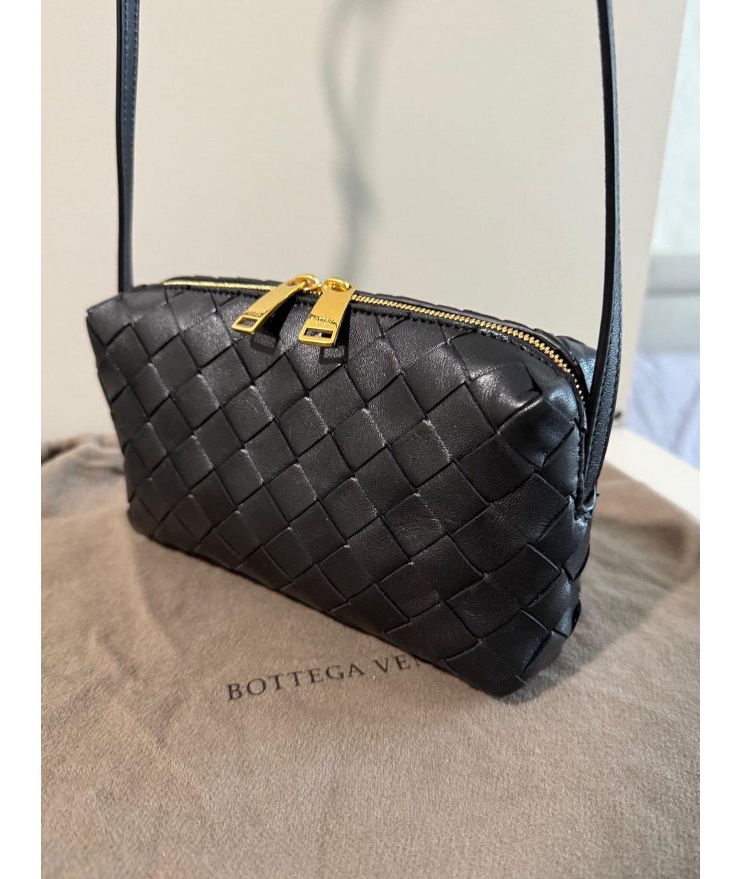 BOTTEGA VENETA Черная кожаная сумка через плечо, фото 5