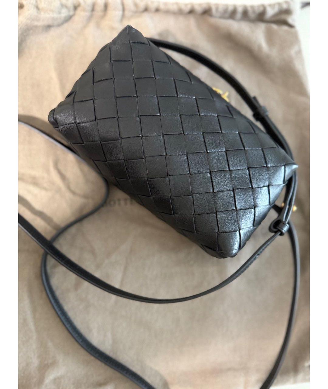 BOTTEGA VENETA Черная кожаная сумка через плечо, фото 7