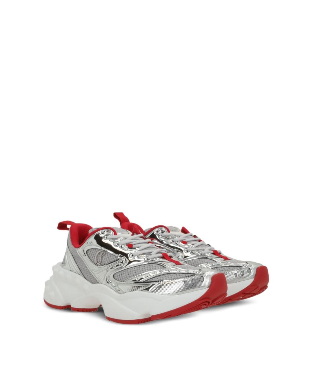 CHRISTIAN LOUBOUTIN Серебряные кожаные низкие кроссовки / кеды, фото 3