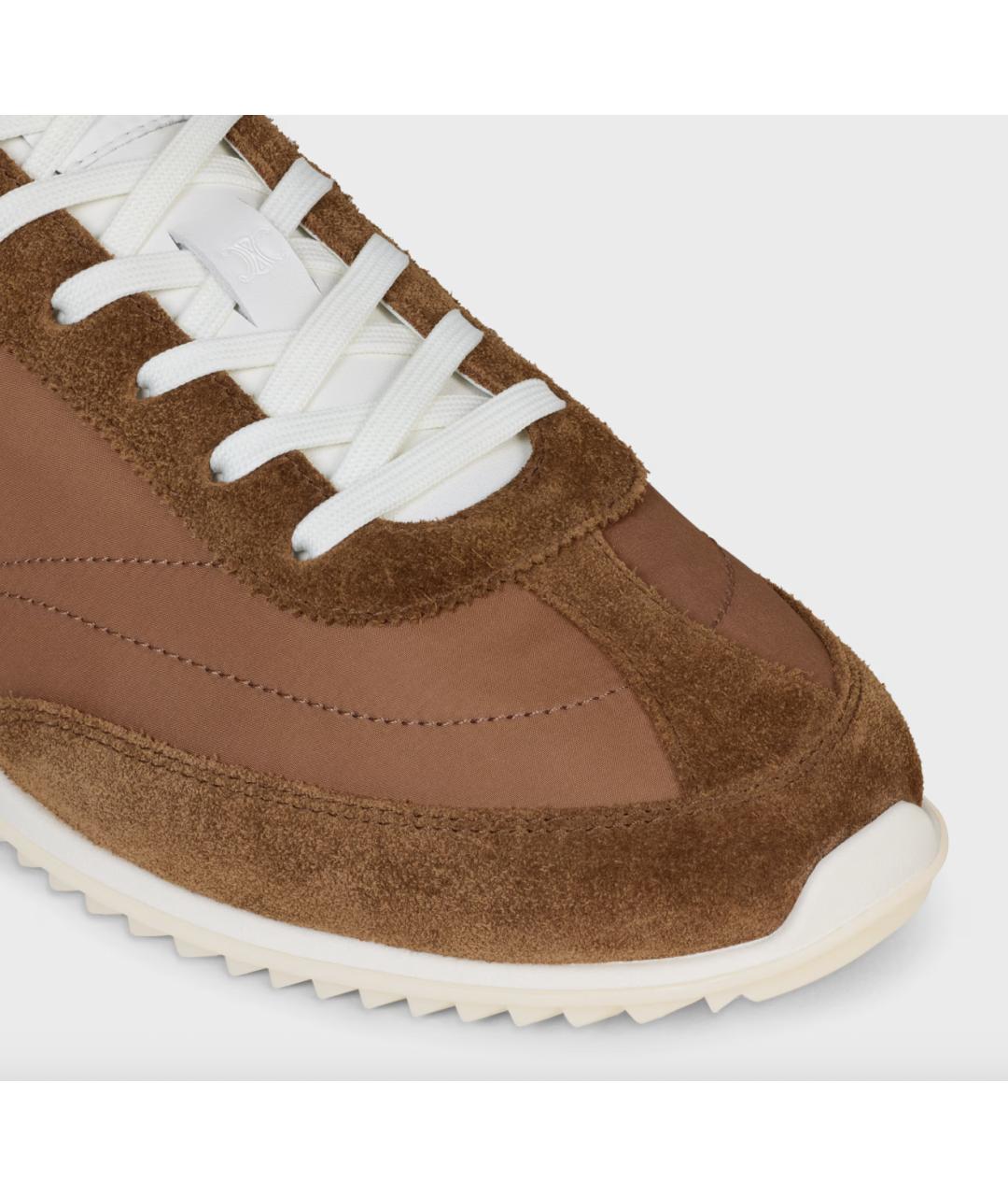 CELINE Коричневые текстильные низкие кроссовки / кеды, фото 4