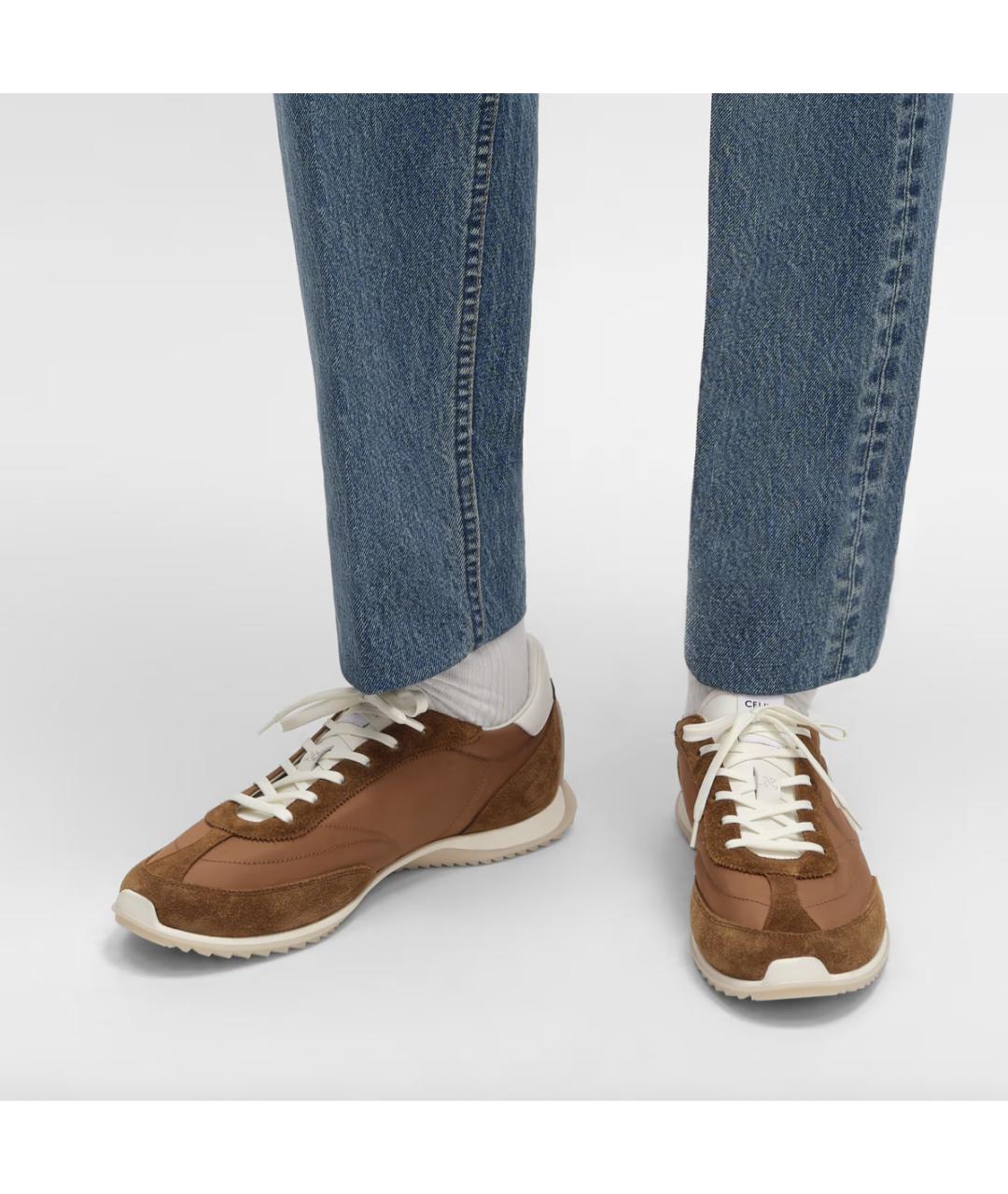 CELINE Коричневые текстильные низкие кроссовки / кеды, фото 2