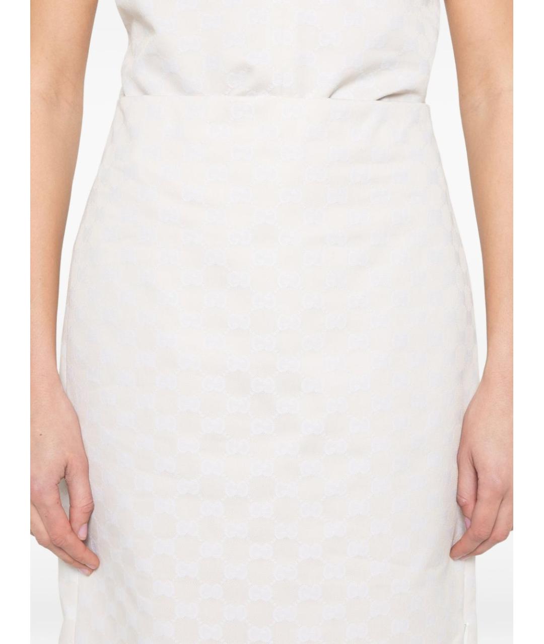 GUCCI Бежевая полиэстеровая юбка миди, фото 4