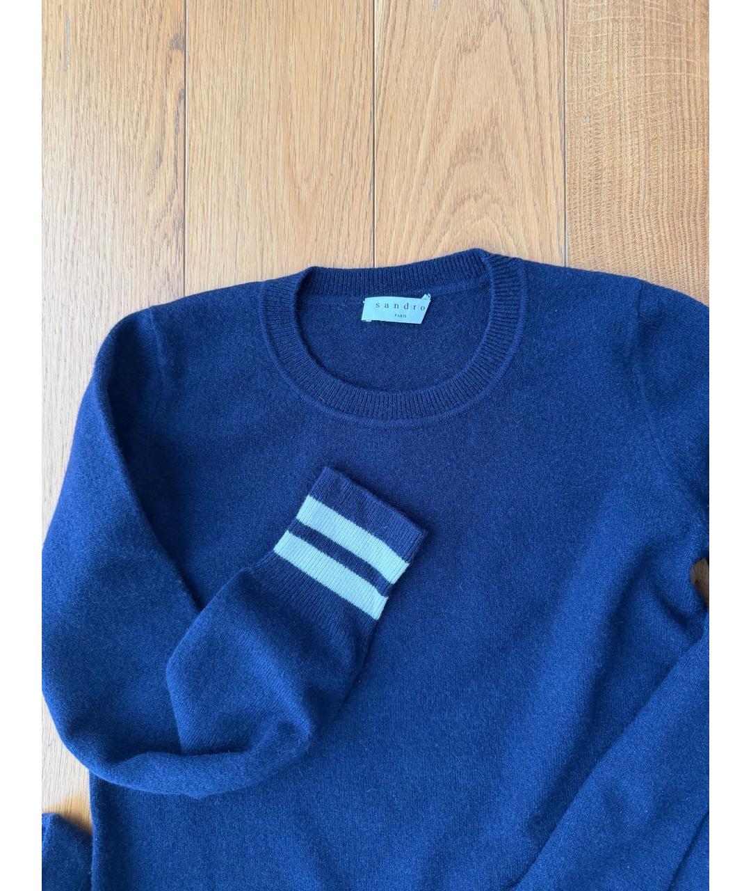 SANDRO Темно-синее шерстяное повседневное платье, фото 3