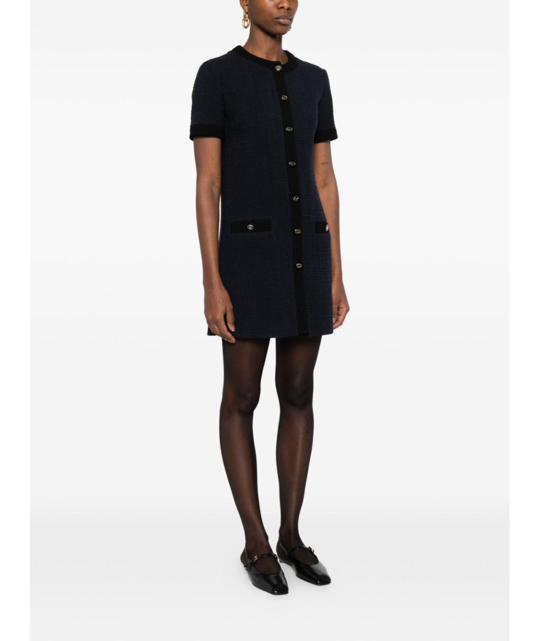 GUCCI Темно-синее шерстяное повседневное платье, фото 4