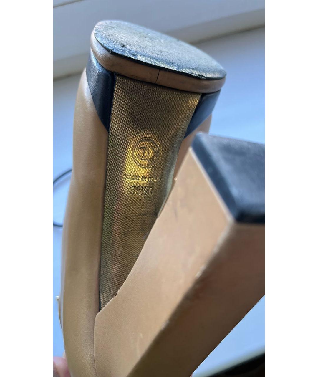 CHANEL Бежевые кожаные ботильоны, фото 6