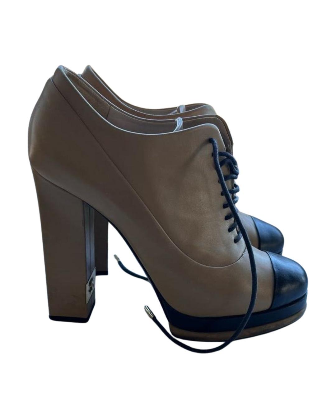 CHANEL Бежевые кожаные ботильоны, фото 1