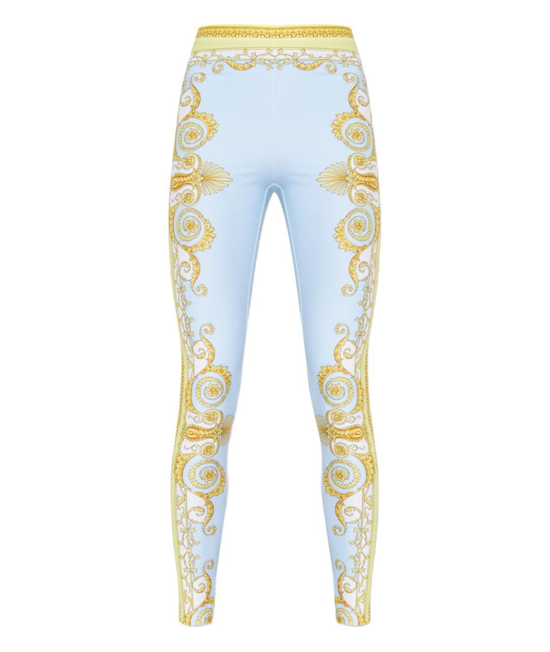 VERSACE Голубые полиамидовые леггинсы и велосипедки, фото 1