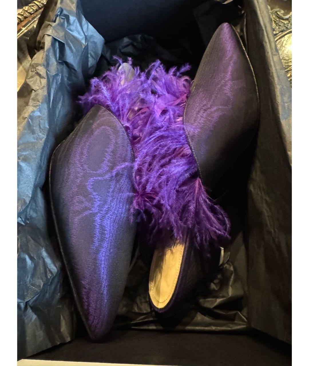THE ATTICO Фиолетовые кожаные мюли, фото 7