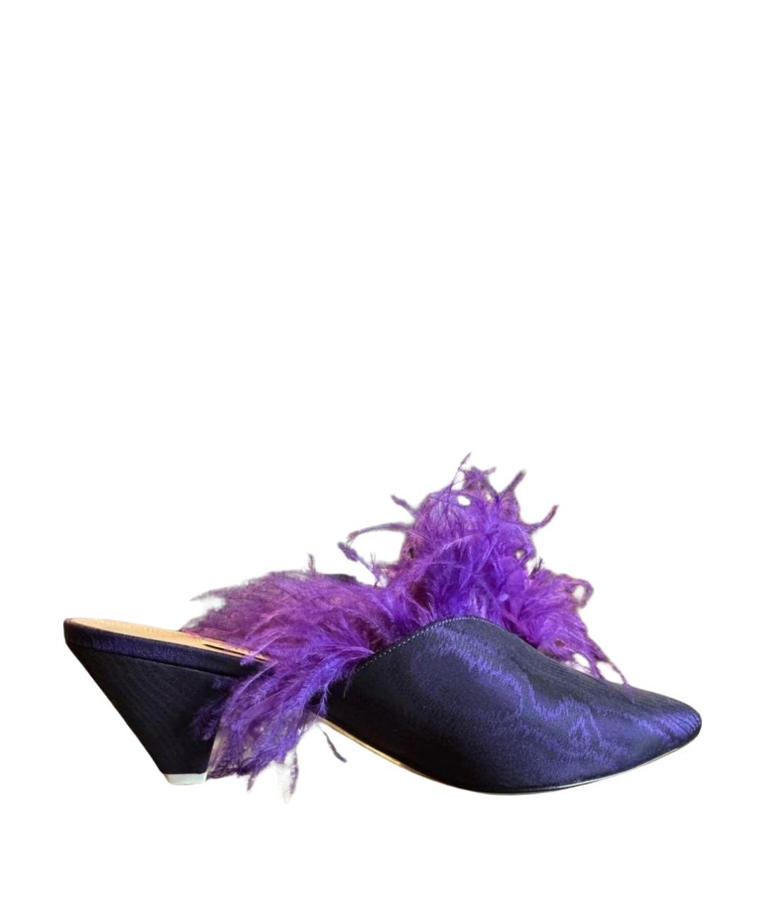 THE ATTICO Фиолетовые кожаные мюли, фото 1