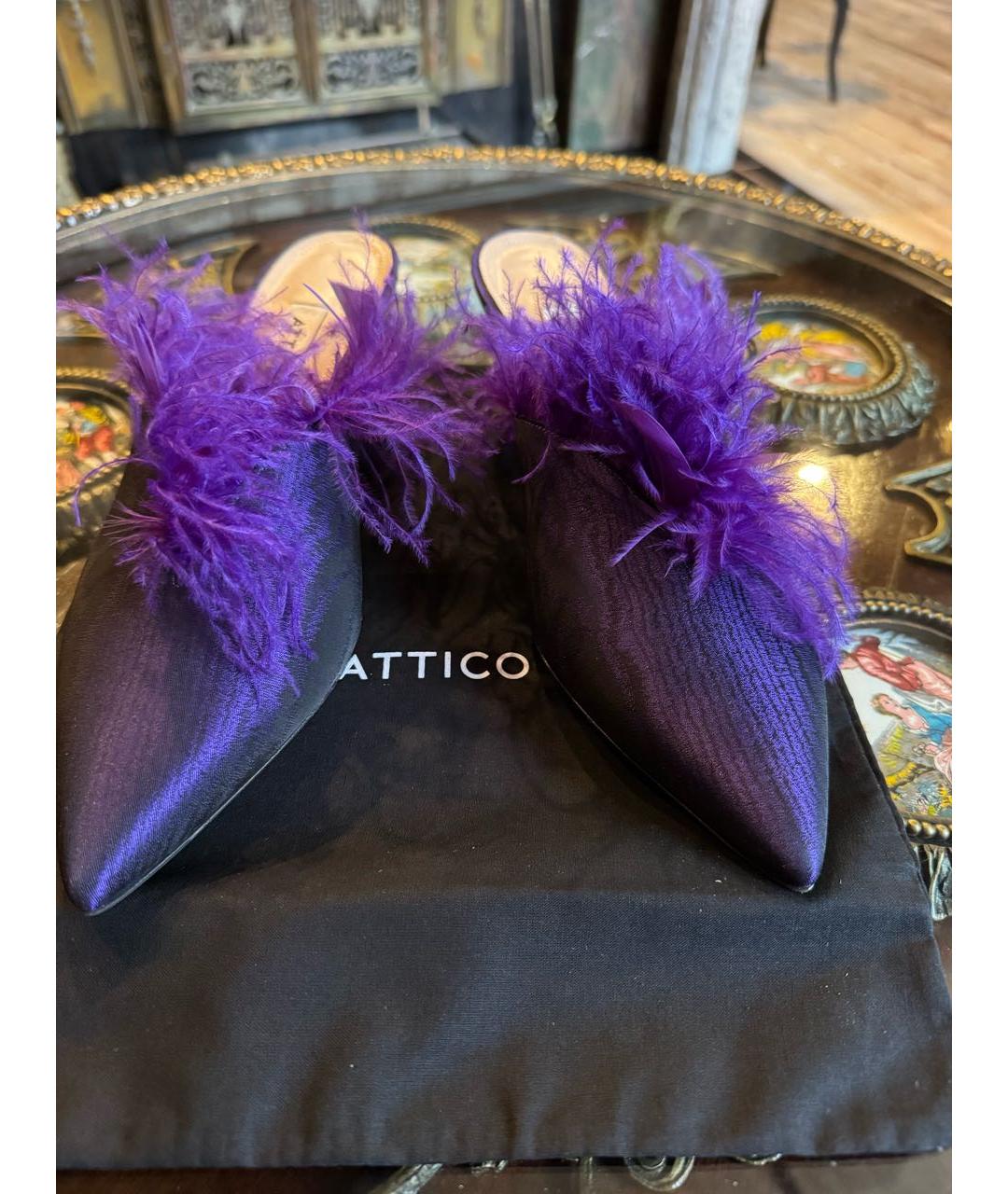 THE ATTICO Фиолетовые кожаные мюли, фото 2