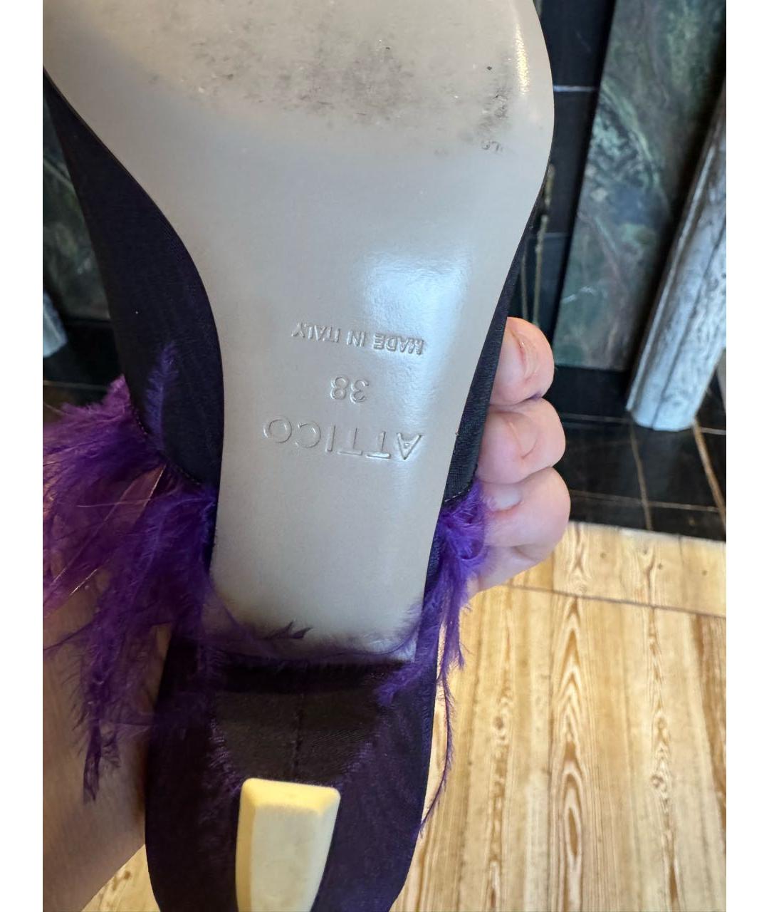 THE ATTICO Фиолетовые кожаные мюли, фото 6