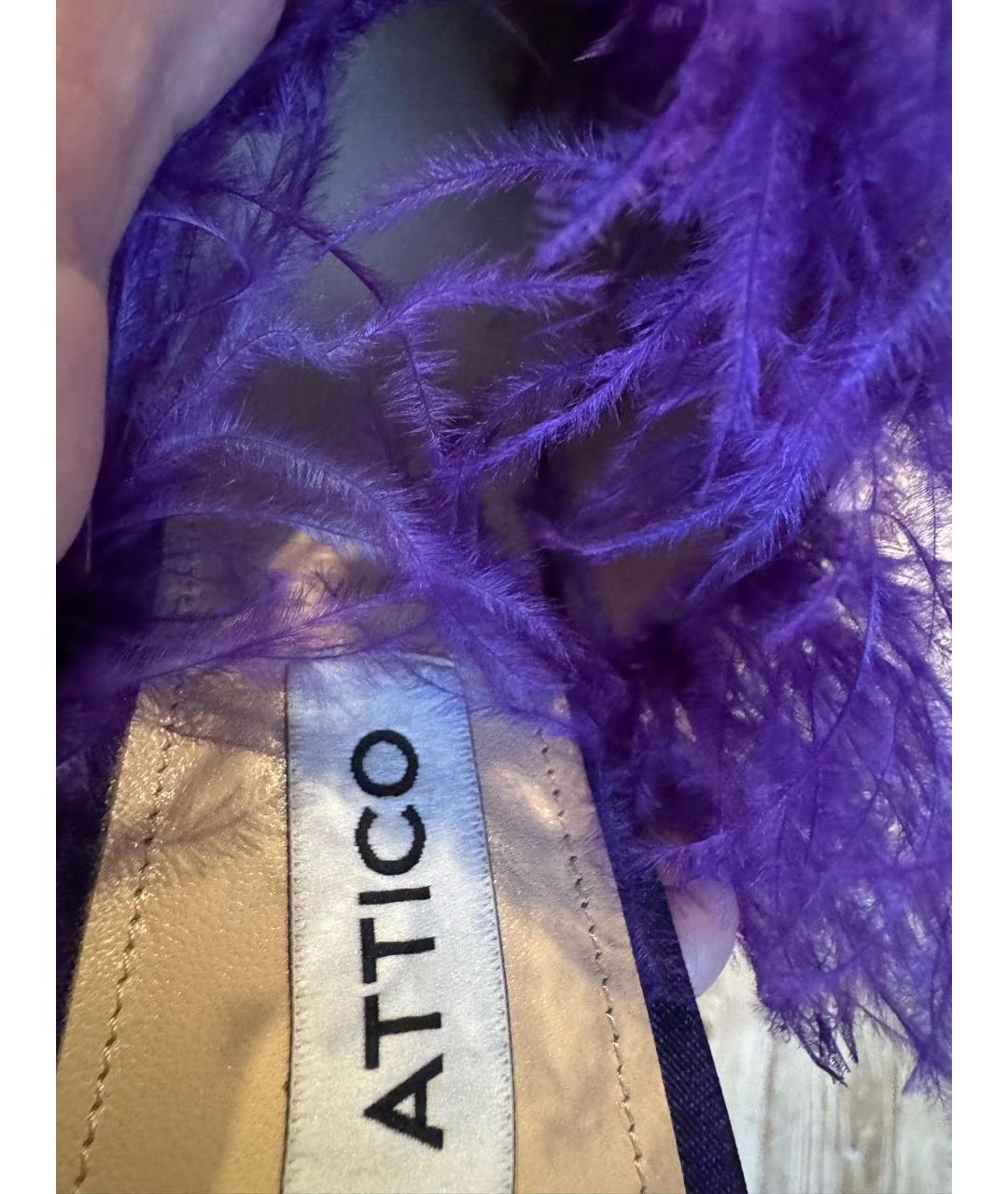 THE ATTICO Фиолетовые кожаные мюли, фото 8