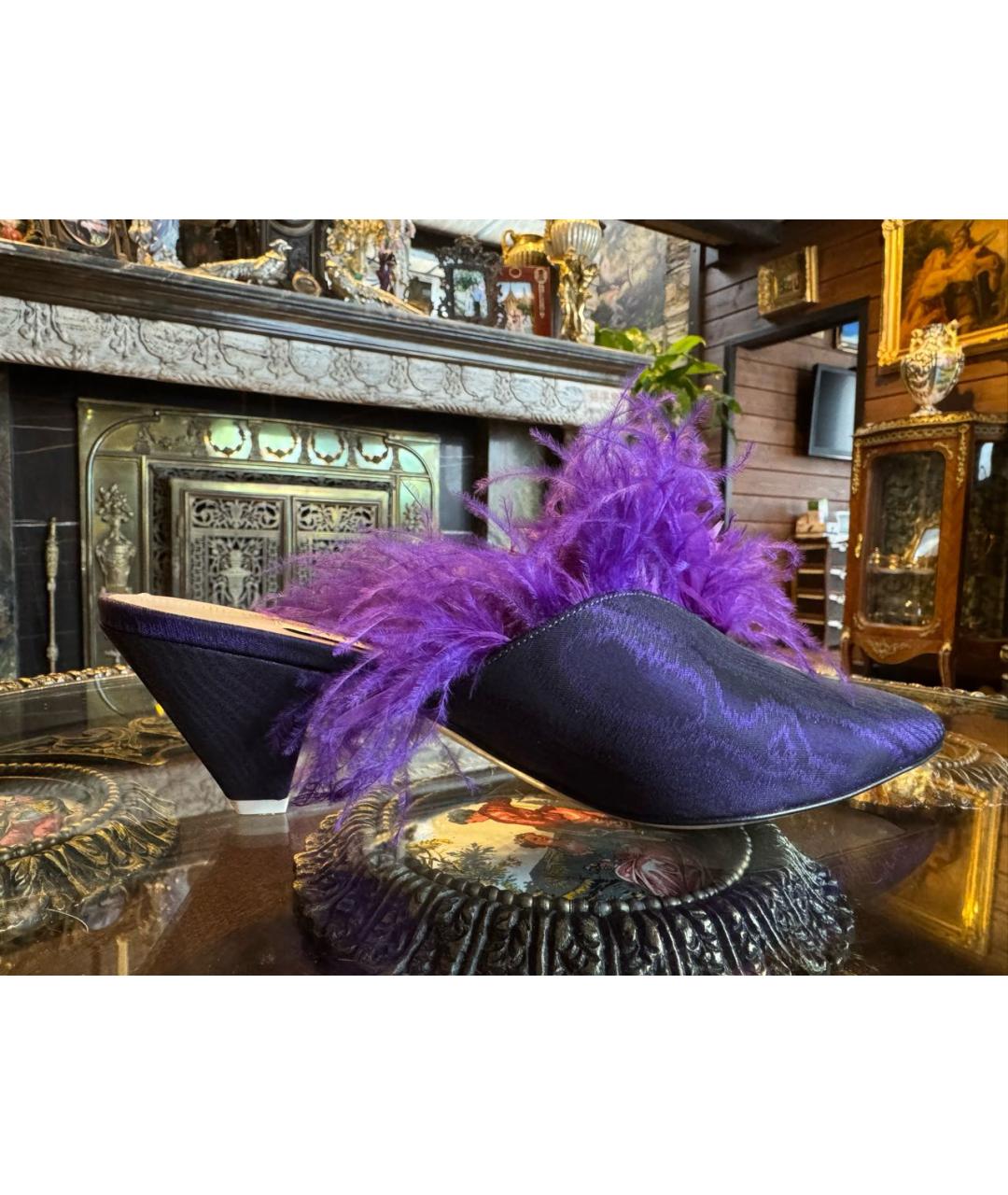 THE ATTICO Фиолетовые кожаные мюли, фото 9