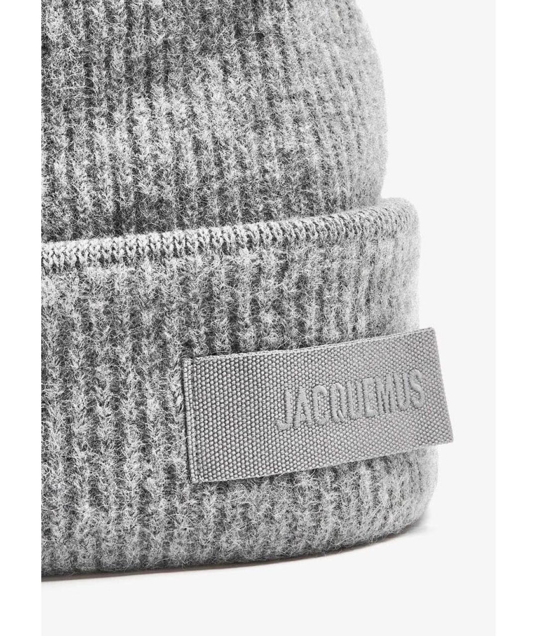 JACQUEMUS Серая шерстяная шапка, фото 3