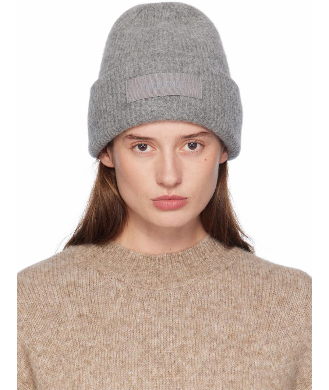 JACQUEMUS Серая шерстяная шапка, фото 2