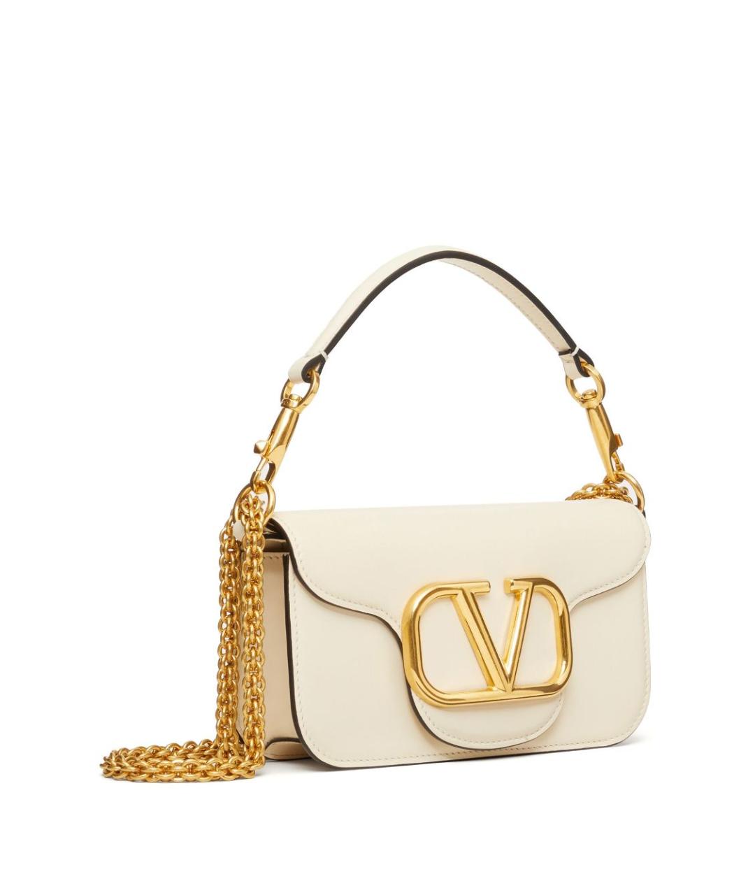 VALENTINO Бежевая кожаная сумка с короткими ручками, фото 3