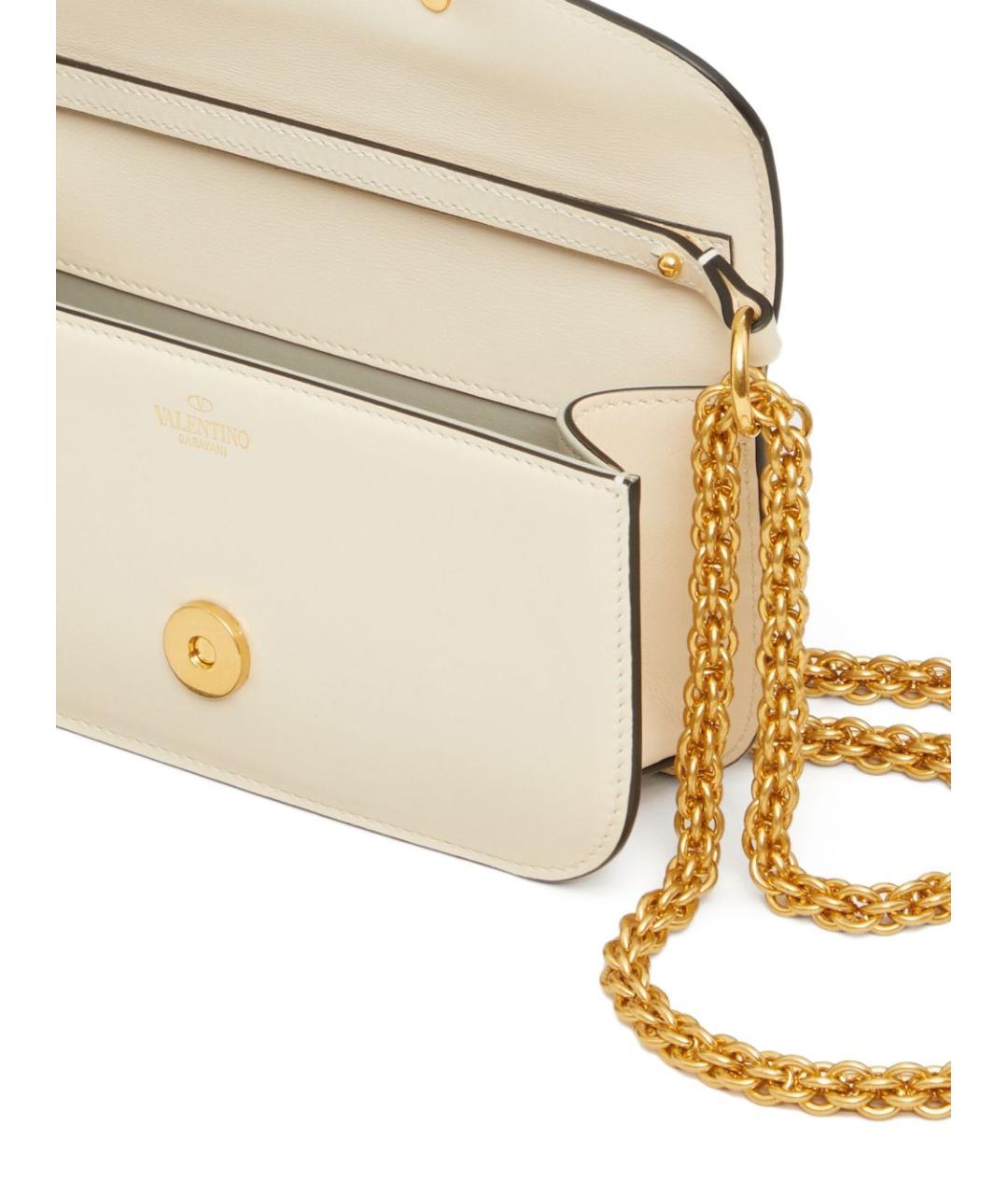 VALENTINO Бежевая кожаная сумка с короткими ручками, фото 7