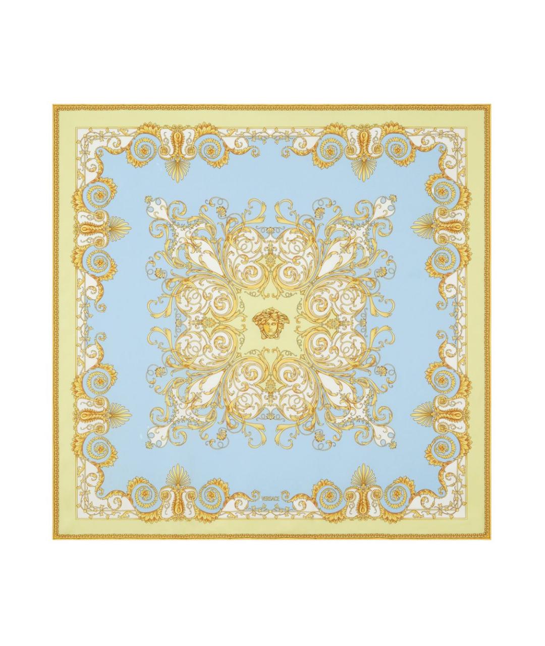 VERSACE Голубой шелковый шарф, фото 1