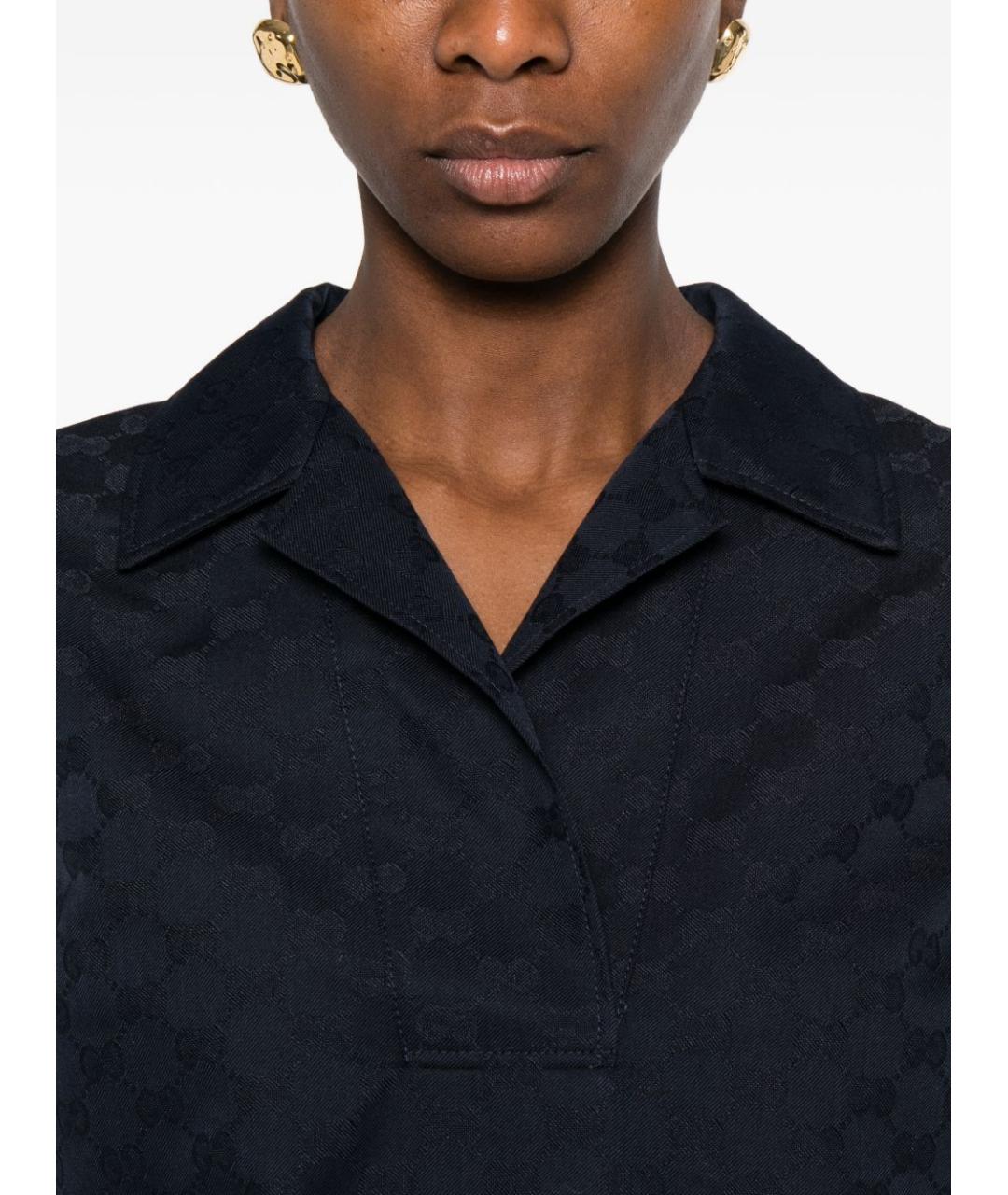 GUCCI Синяя полиэстеровая футболка, фото 4