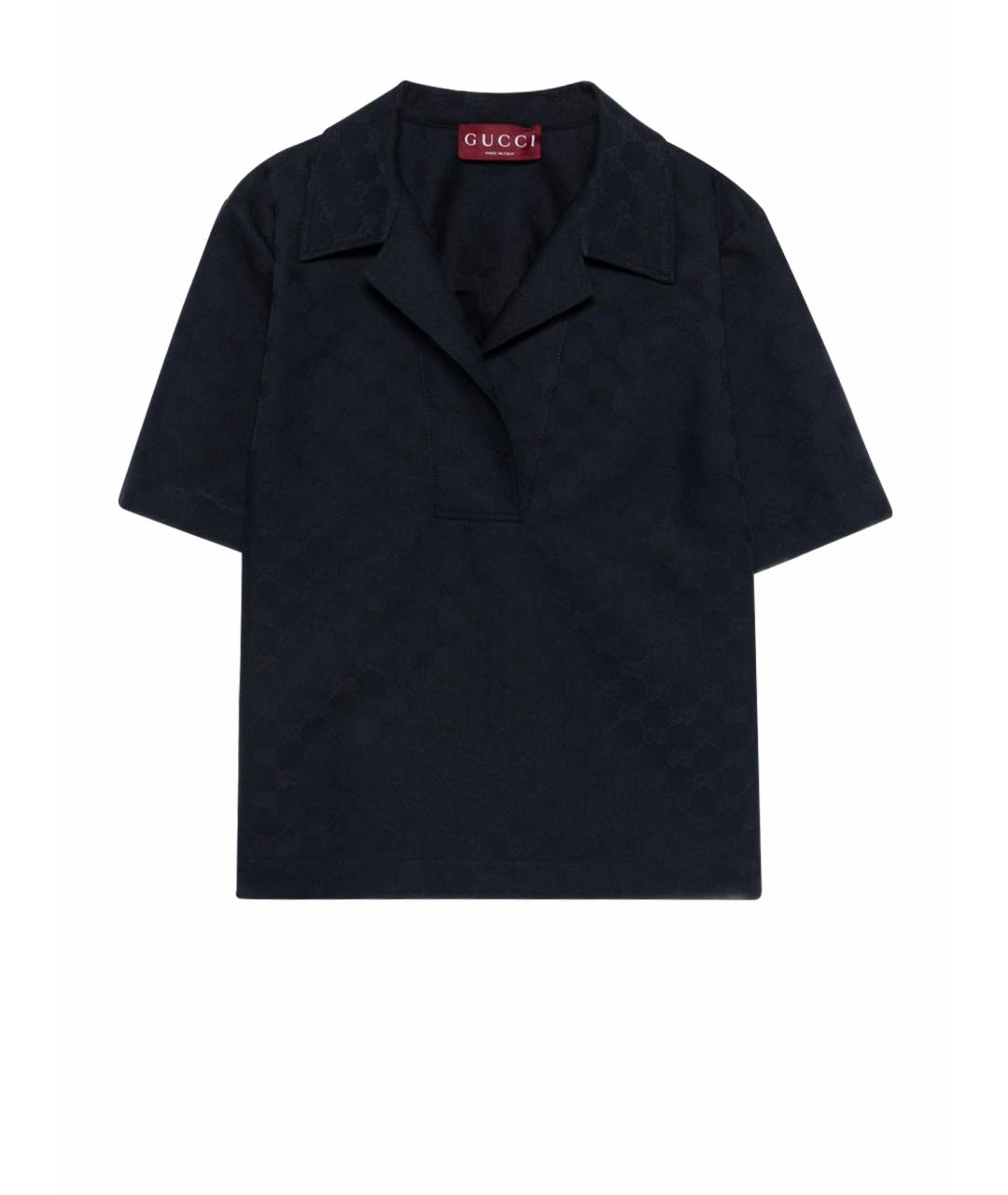 GUCCI Синяя полиэстеровая футболка, фото 1