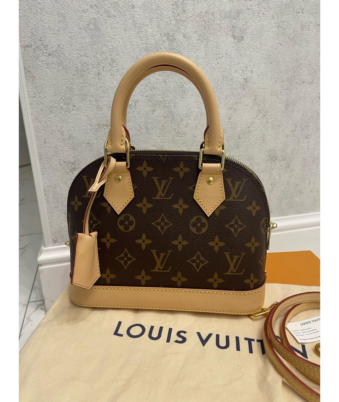LOUIS VUITTON Коричневая кожаная сумка с короткими ручками, фото 9