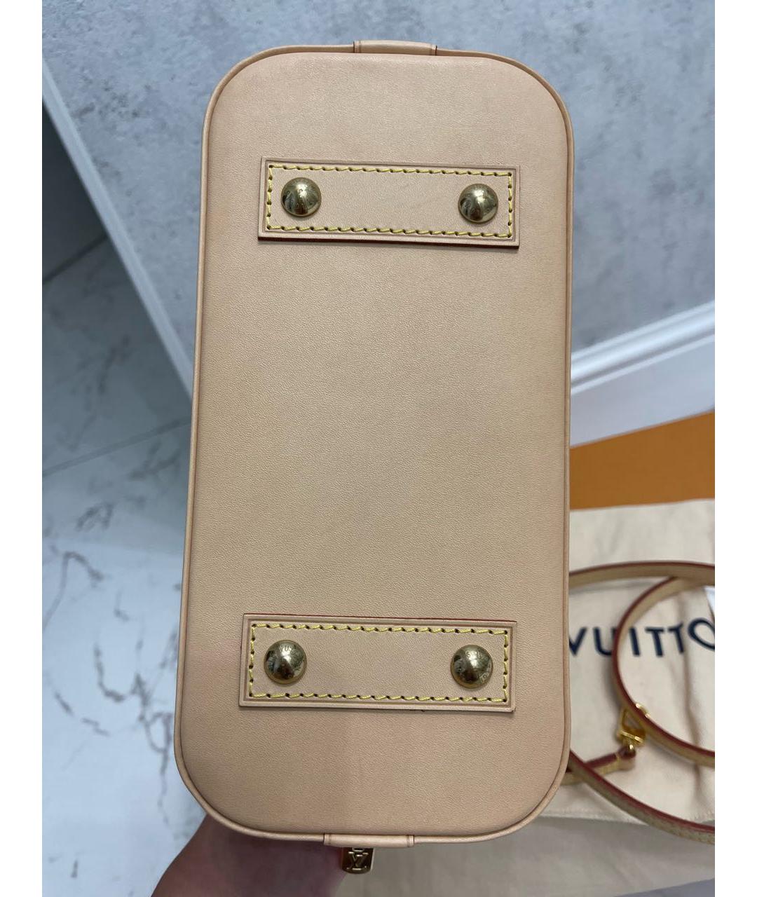 LOUIS VUITTON Коричневая кожаная сумка с короткими ручками, фото 3