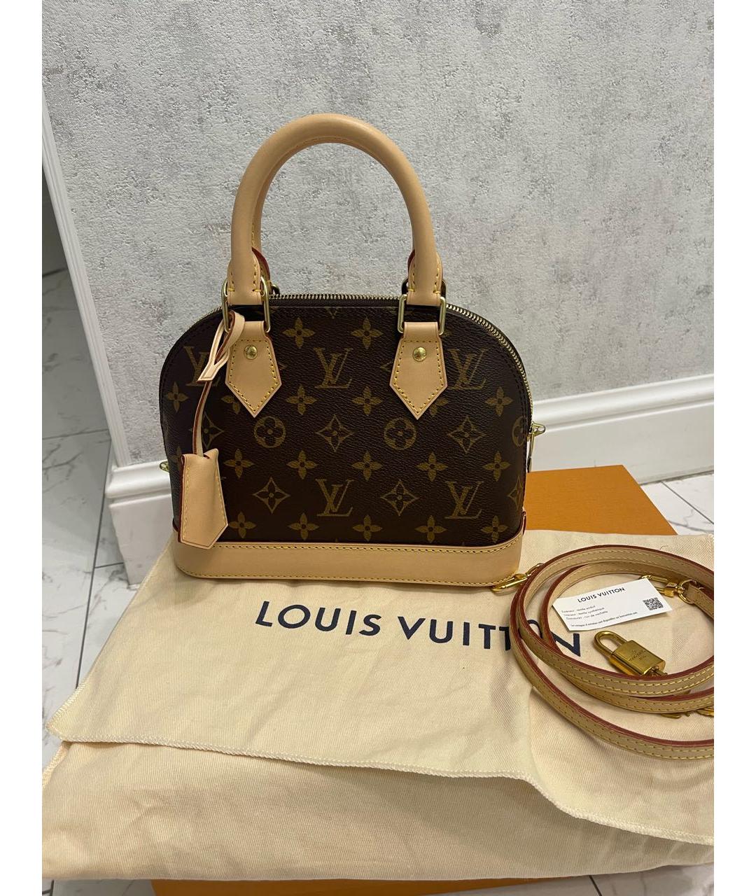 LOUIS VUITTON Коричневая кожаная сумка с короткими ручками, фото 2