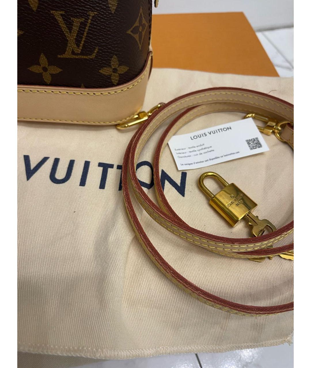 LOUIS VUITTON Коричневая кожаная сумка с короткими ручками, фото 5