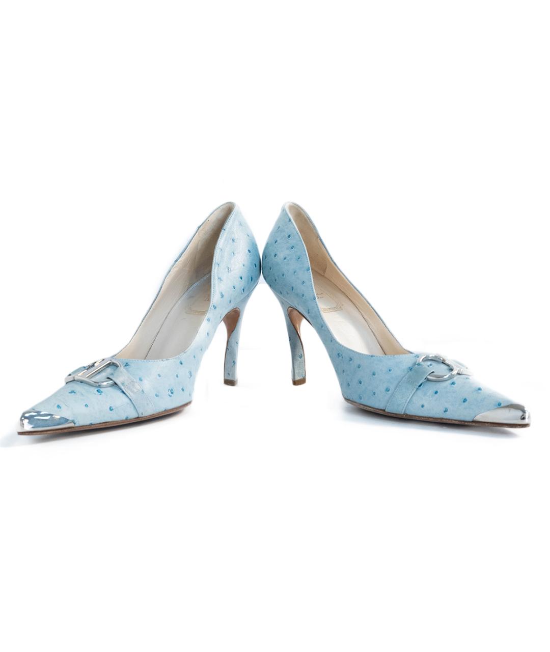 CHRISTIAN DIOR Голубые туфли из экзотической кожи, фото 4