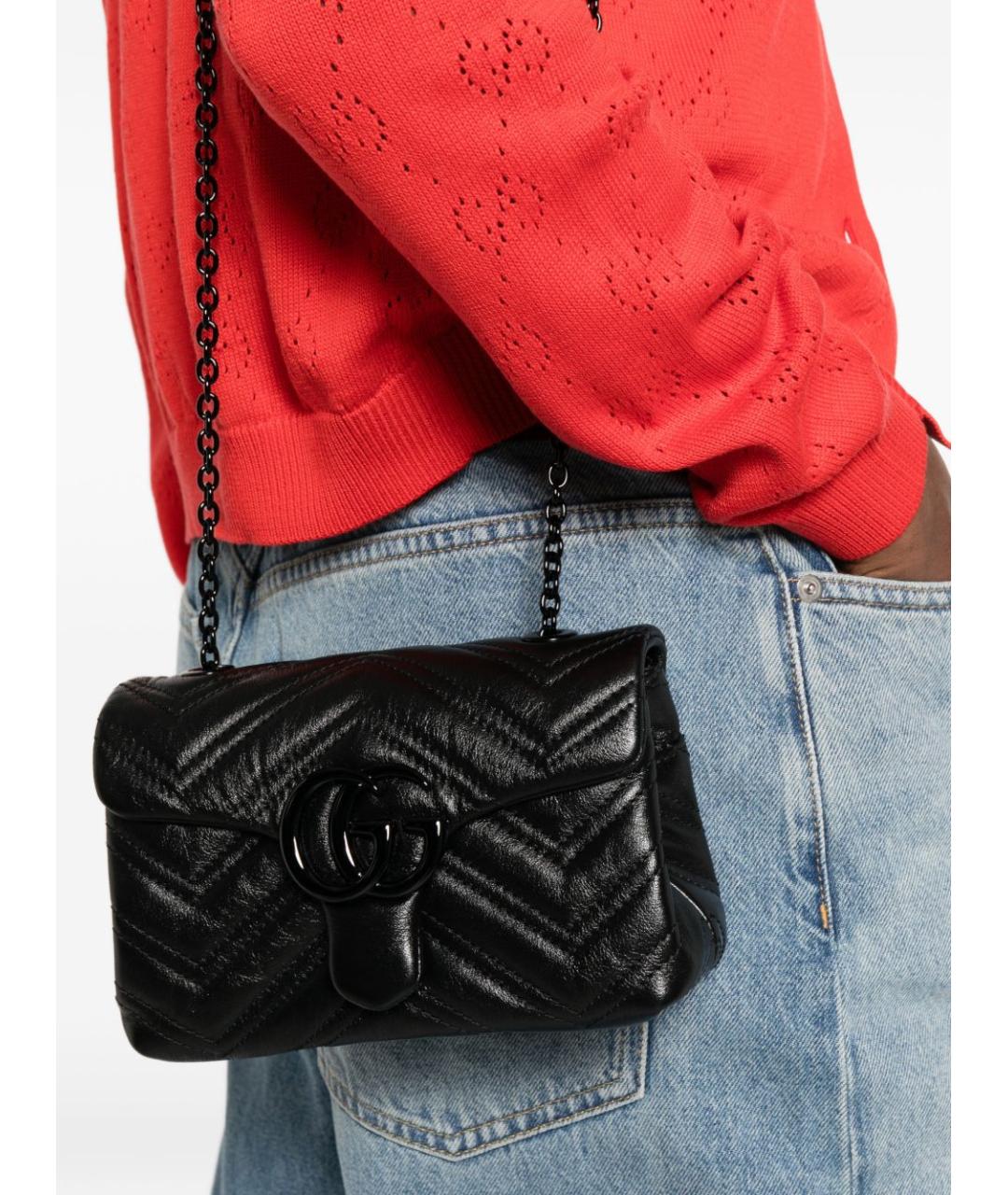 GUCCI Черная кожаная сумка через плечо, фото 4