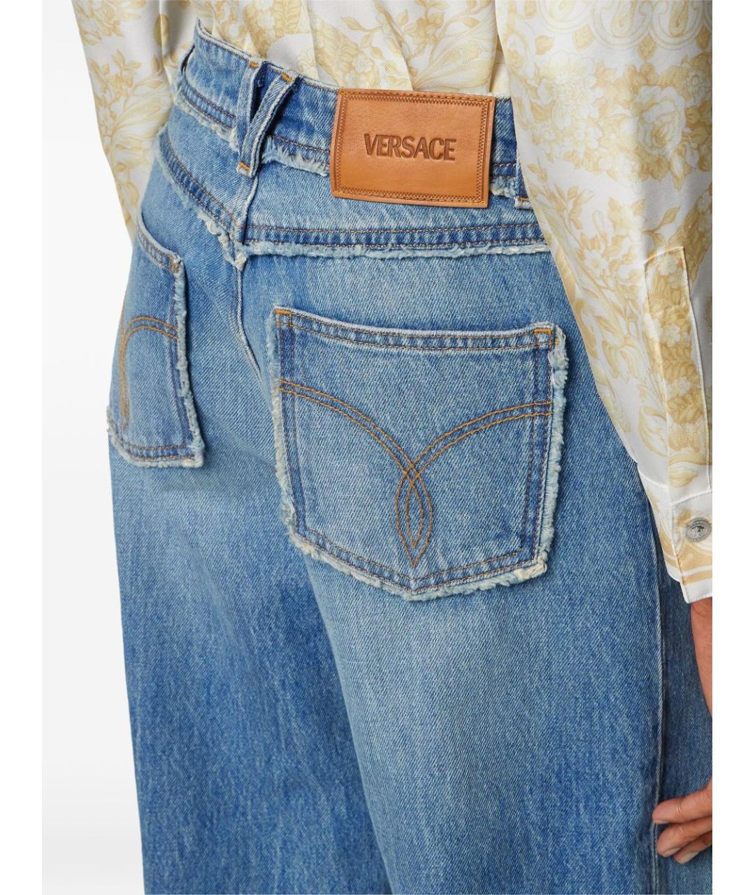 VERSACE Синие хлопковые прямые джинсы, фото 5