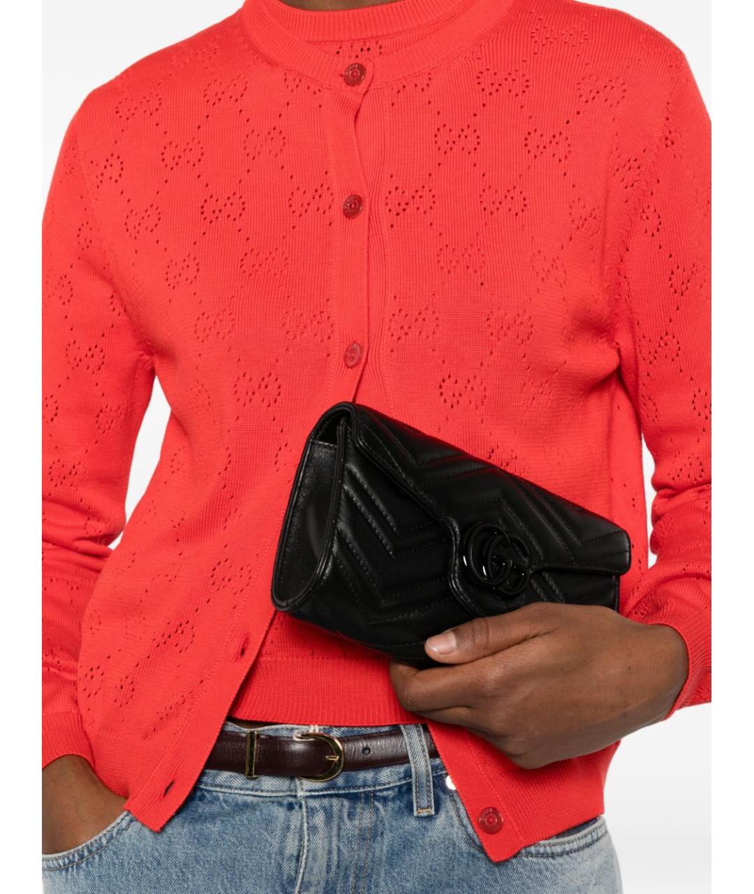 GUCCI Черная кожаная сумка через плечо, фото 5