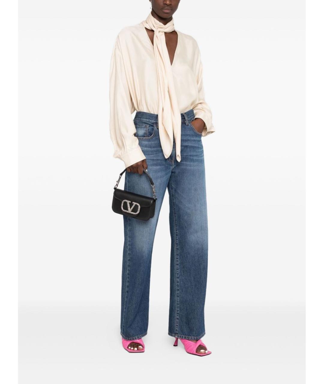 VALENTINO Черная кожаная сумка тоут, фото 2