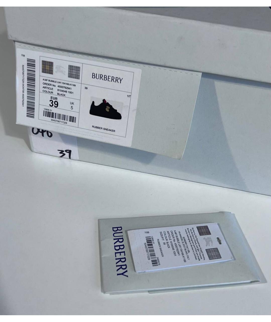 BURBERRY Черные низкие кроссовки / кеды, фото 7