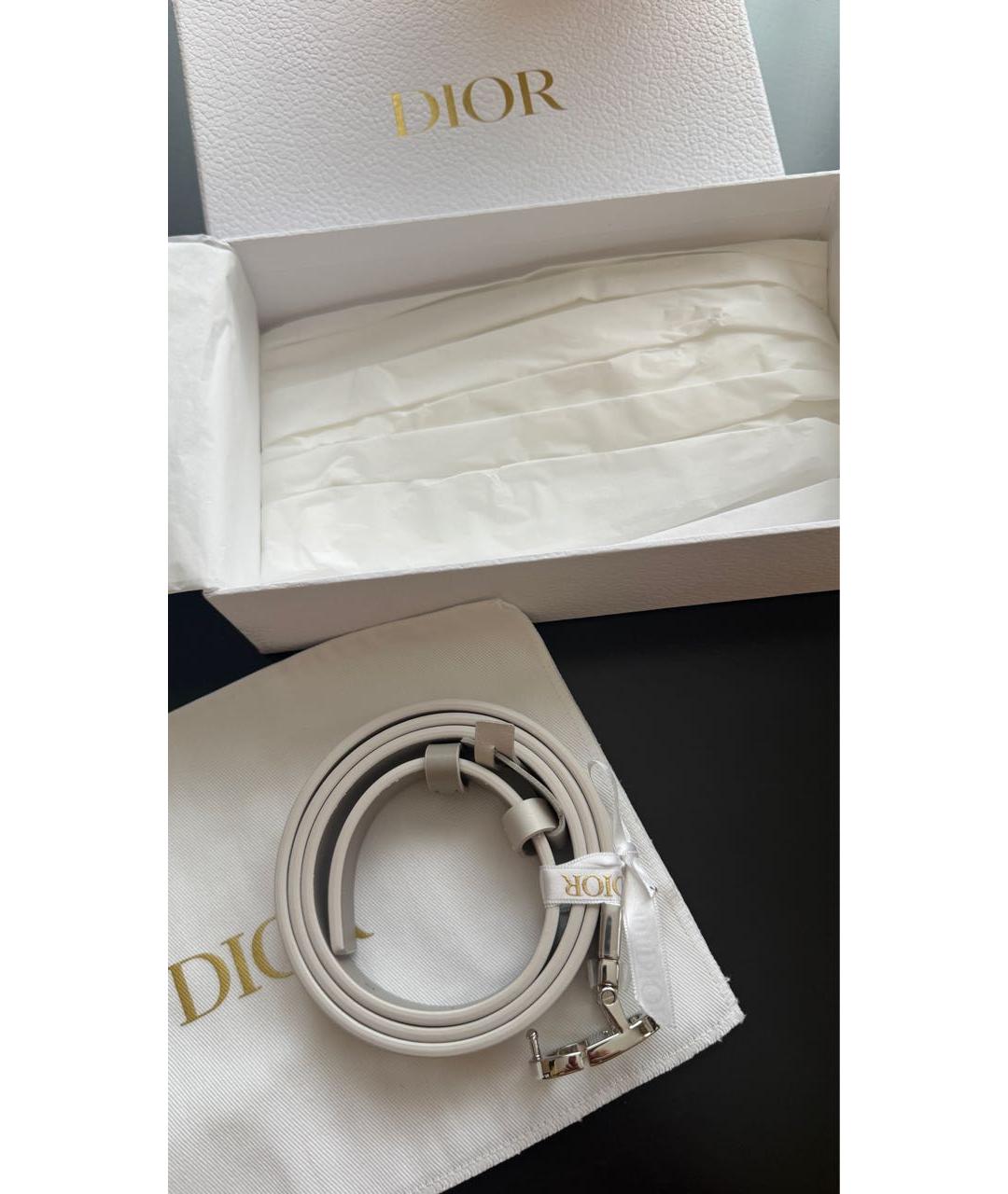 CHRISTIAN DIOR Белый кожаный ремень, фото 4