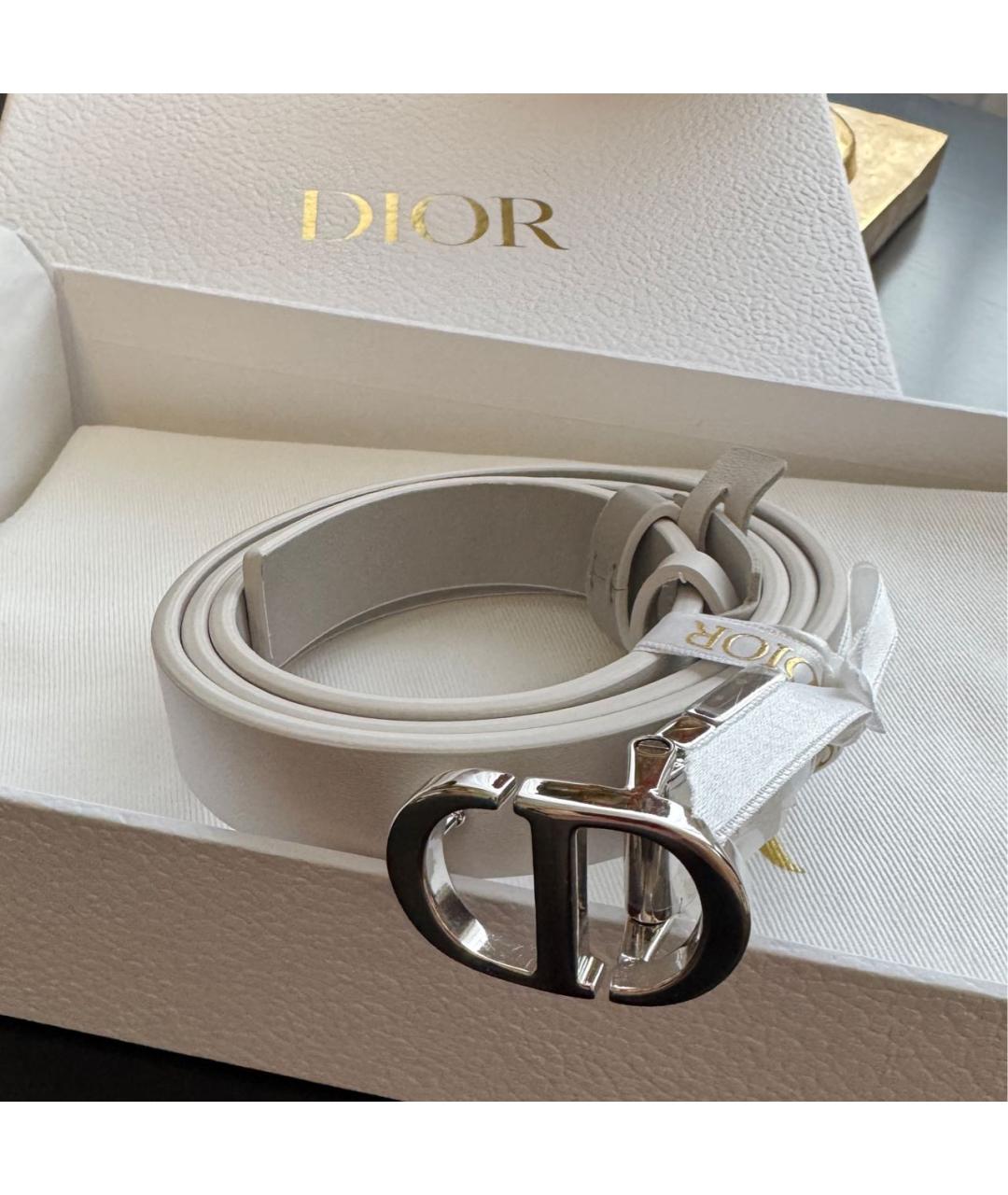 CHRISTIAN DIOR Белый кожаный ремень, фото 7