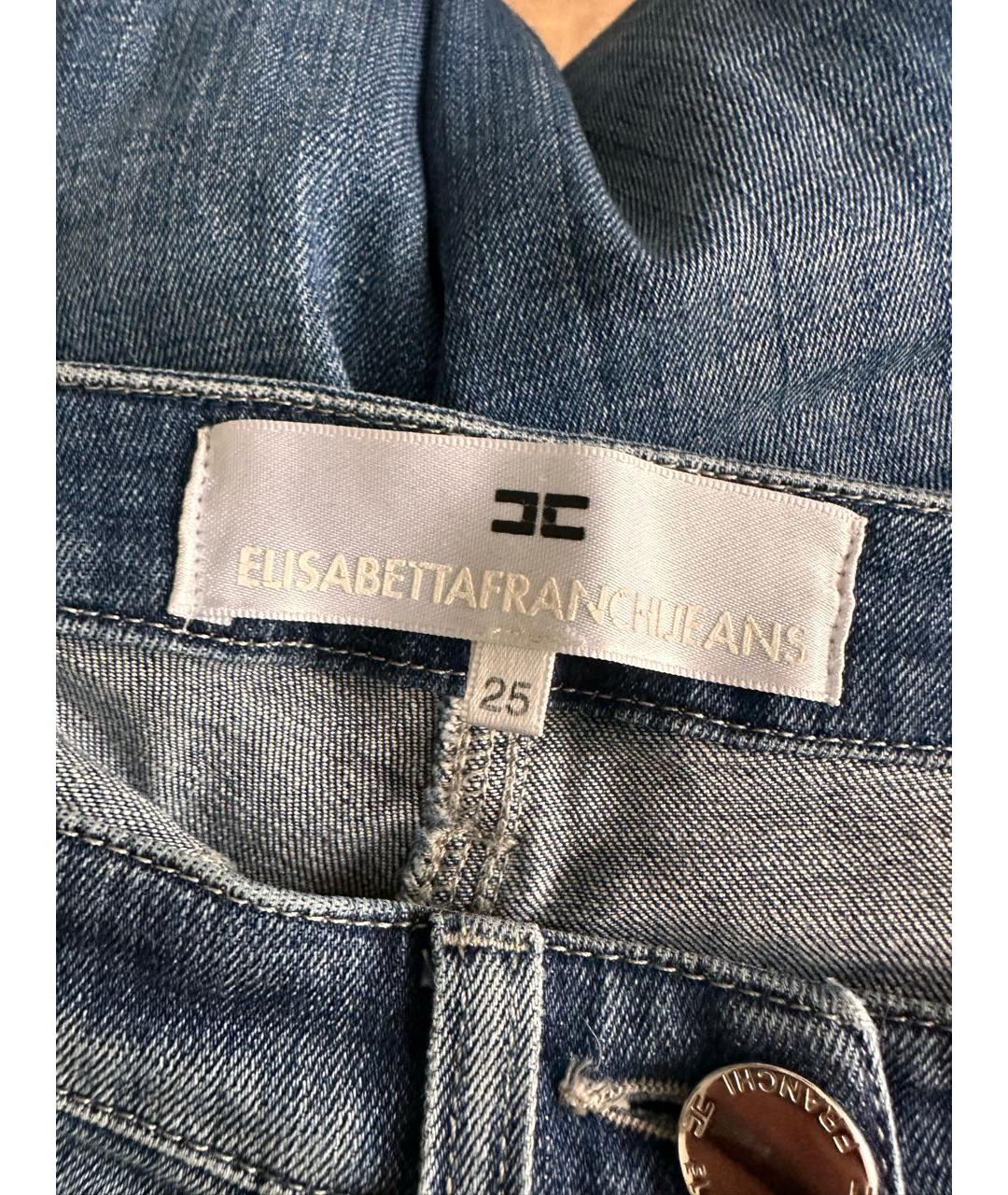 ELISABETTA FRANCHI Темно-синие хлопко-эластановые джинсы слим, фото 3