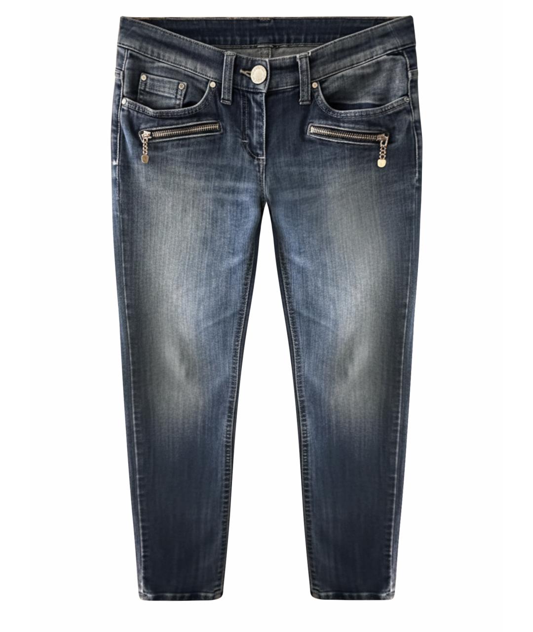 ELISABETTA FRANCHI Темно-синие хлопко-эластановые джинсы слим, фото 1