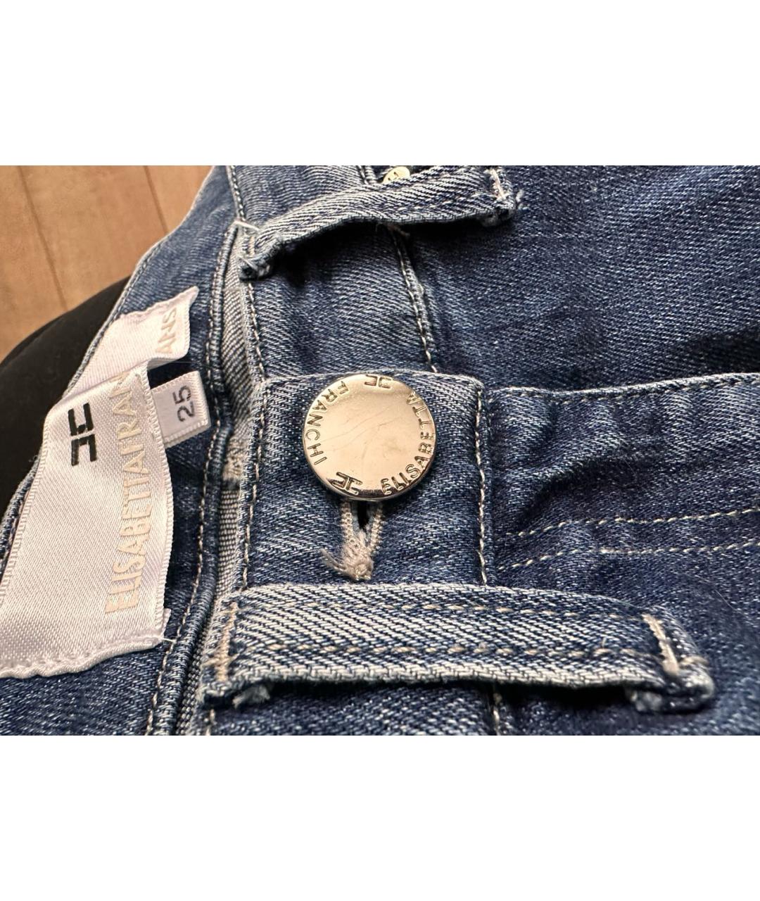 ELISABETTA FRANCHI Темно-синие хлопко-эластановые джинсы слим, фото 6