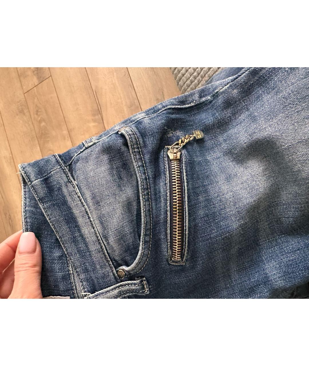 ELISABETTA FRANCHI Темно-синие хлопко-эластановые джинсы слим, фото 7