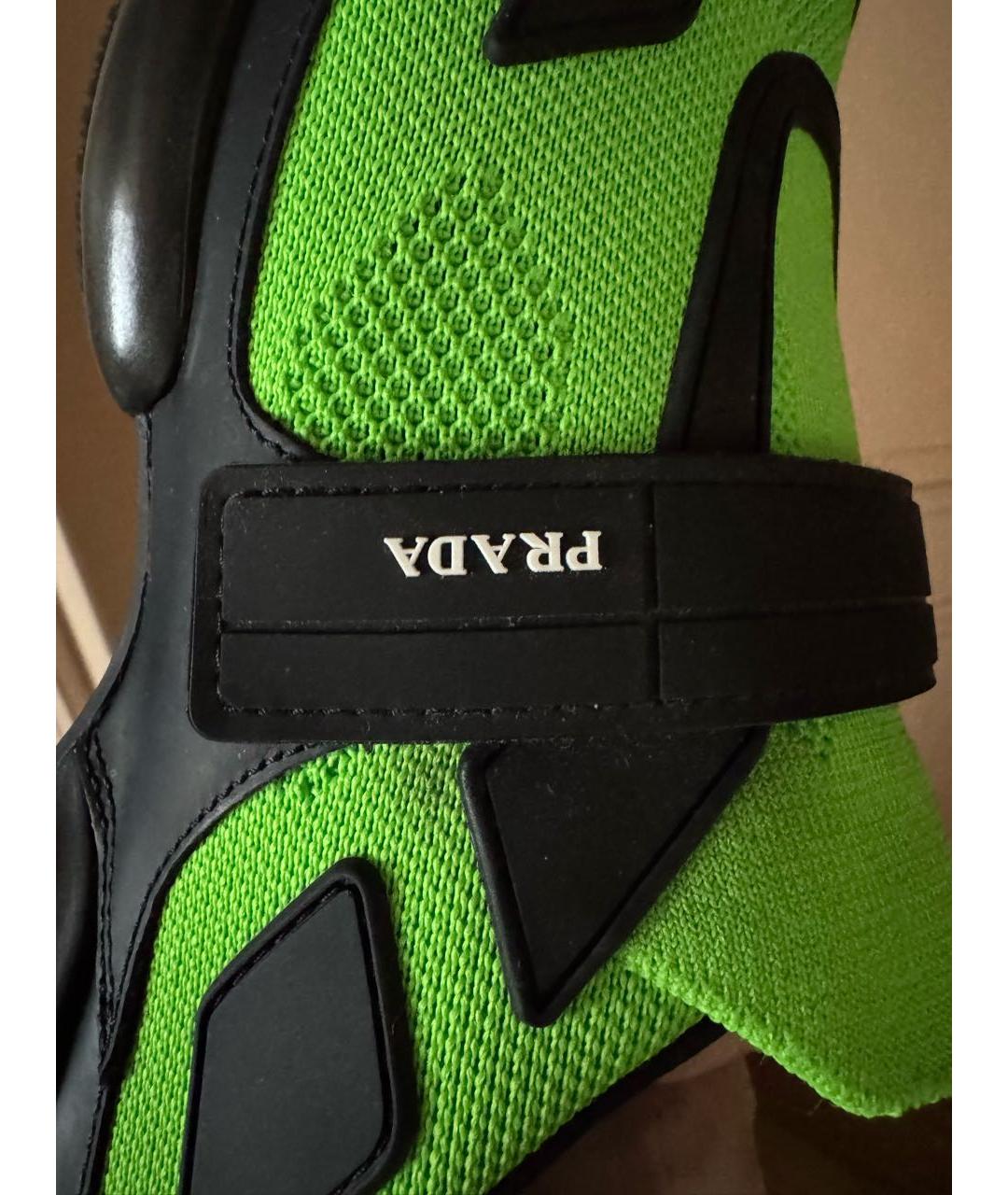 PRADA Зеленые кожаные низкие кроссовки / кеды, фото 6