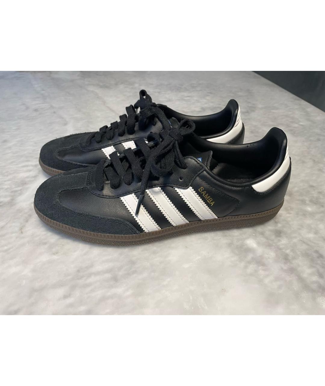 ADIDAS Черные кожаные кроссовки, фото 9