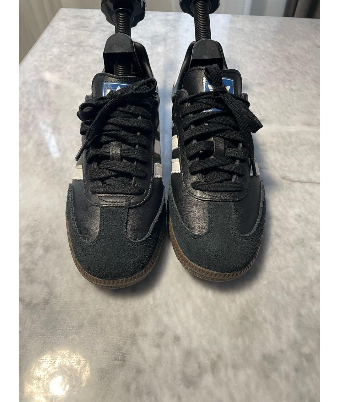 ADIDAS Черные кожаные кроссовки, фото 2