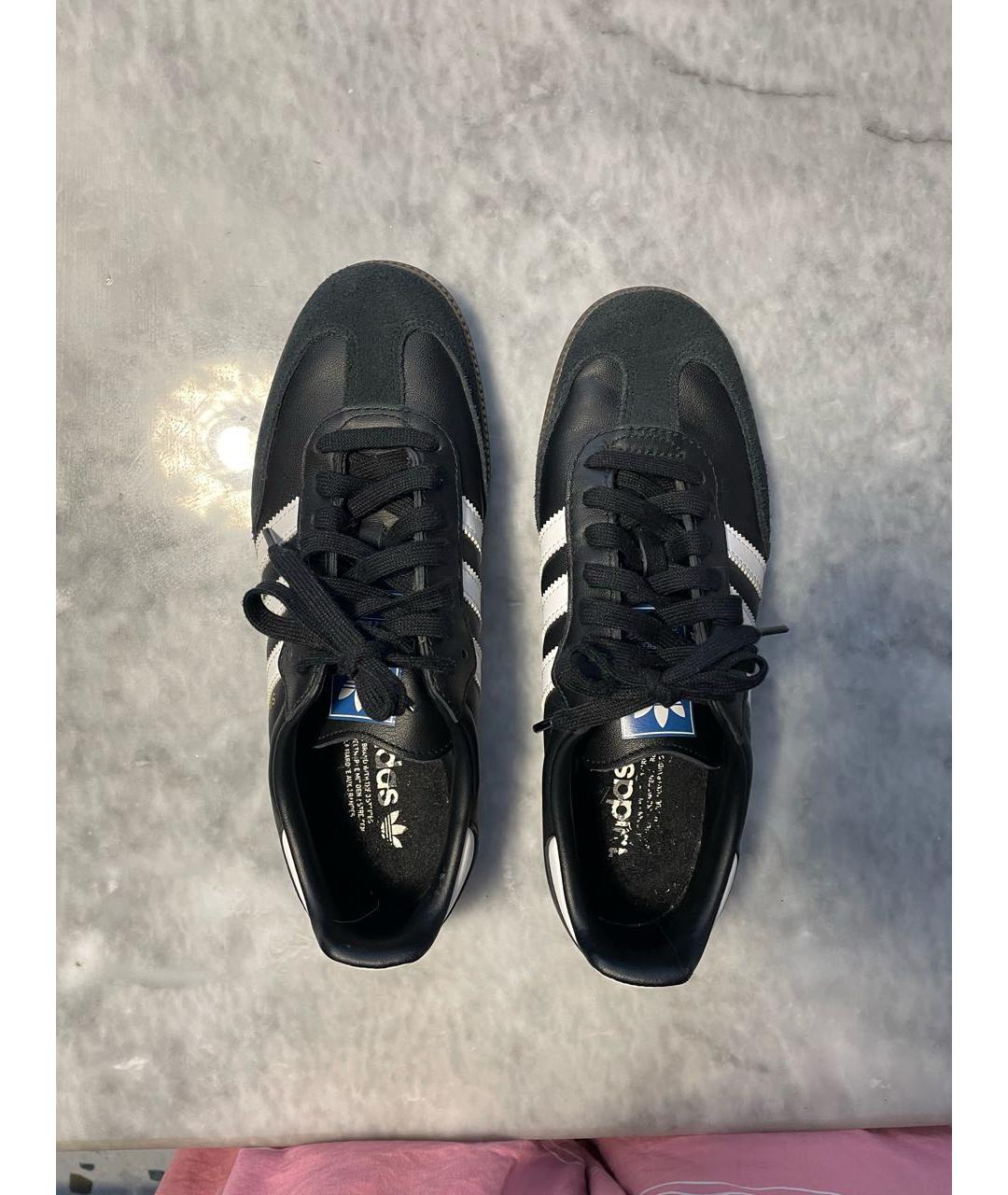 ADIDAS Черные кожаные кроссовки, фото 3