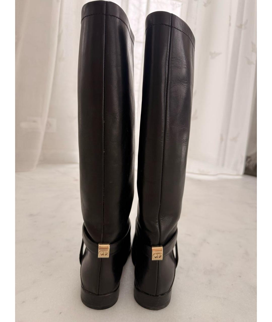 CHRISTIAN DIOR Черные кожаные сапоги, фото 4