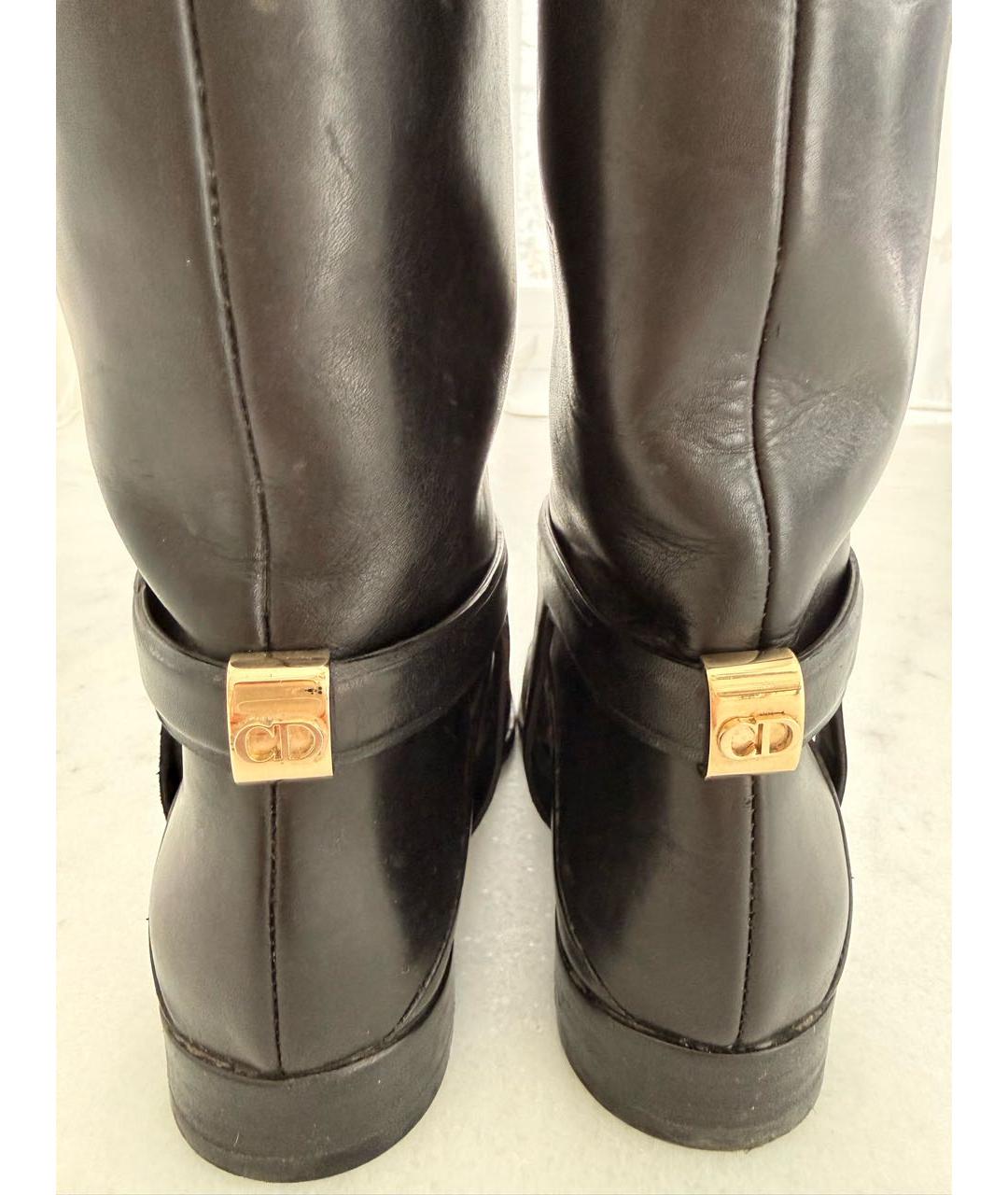 CHRISTIAN DIOR Черные кожаные сапоги, фото 5